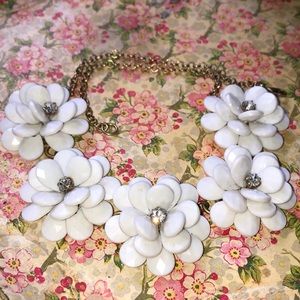 J Crew large floral statement necklace
